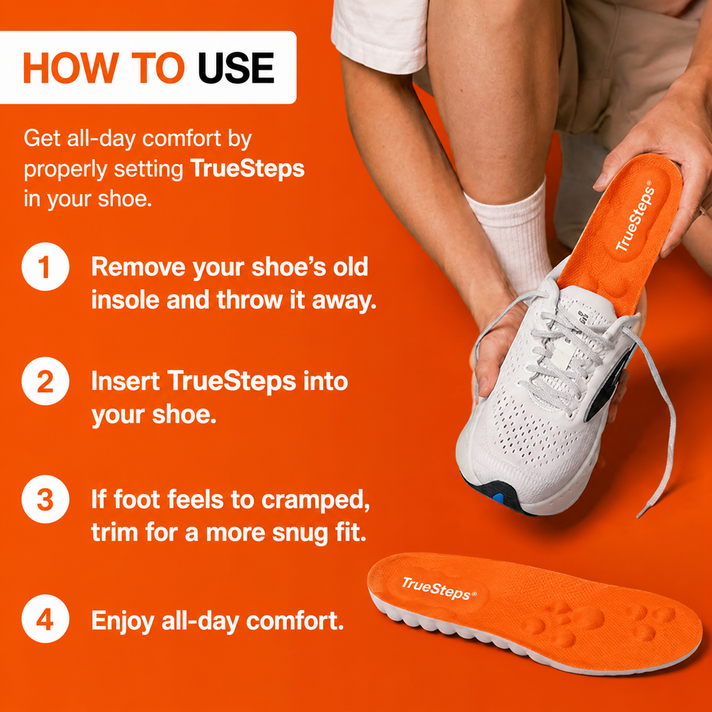TrueSteps® Orthopedic Massage Insoles – Heel Pain & Plantar Fasciitis Relief
